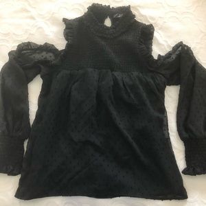 NWT Black cold shoulder top